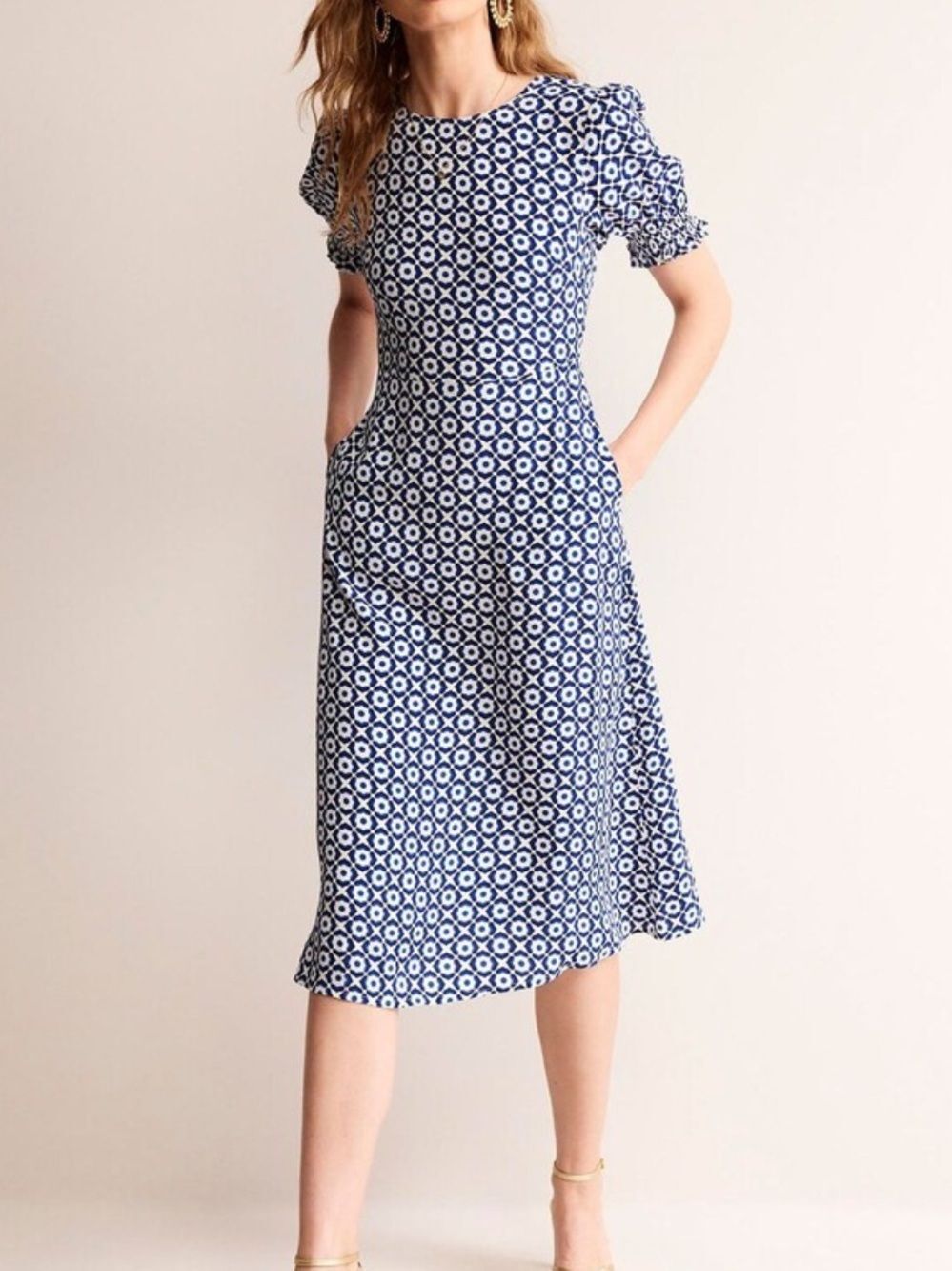 Boden Corinne Midi Tea Dress Size 4 Floral Garden Party Preppy